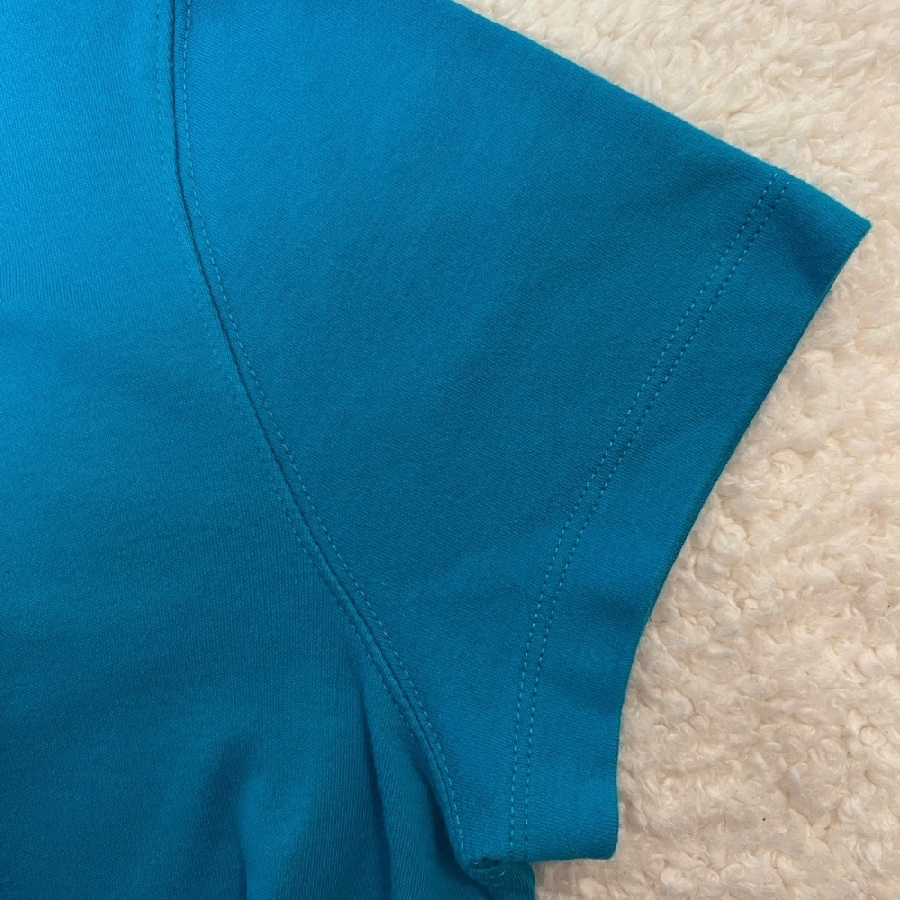 Kim Rogers Vibrant Turquoise Blue Petite Large Short Sleeve Top - Picture 7 of 8